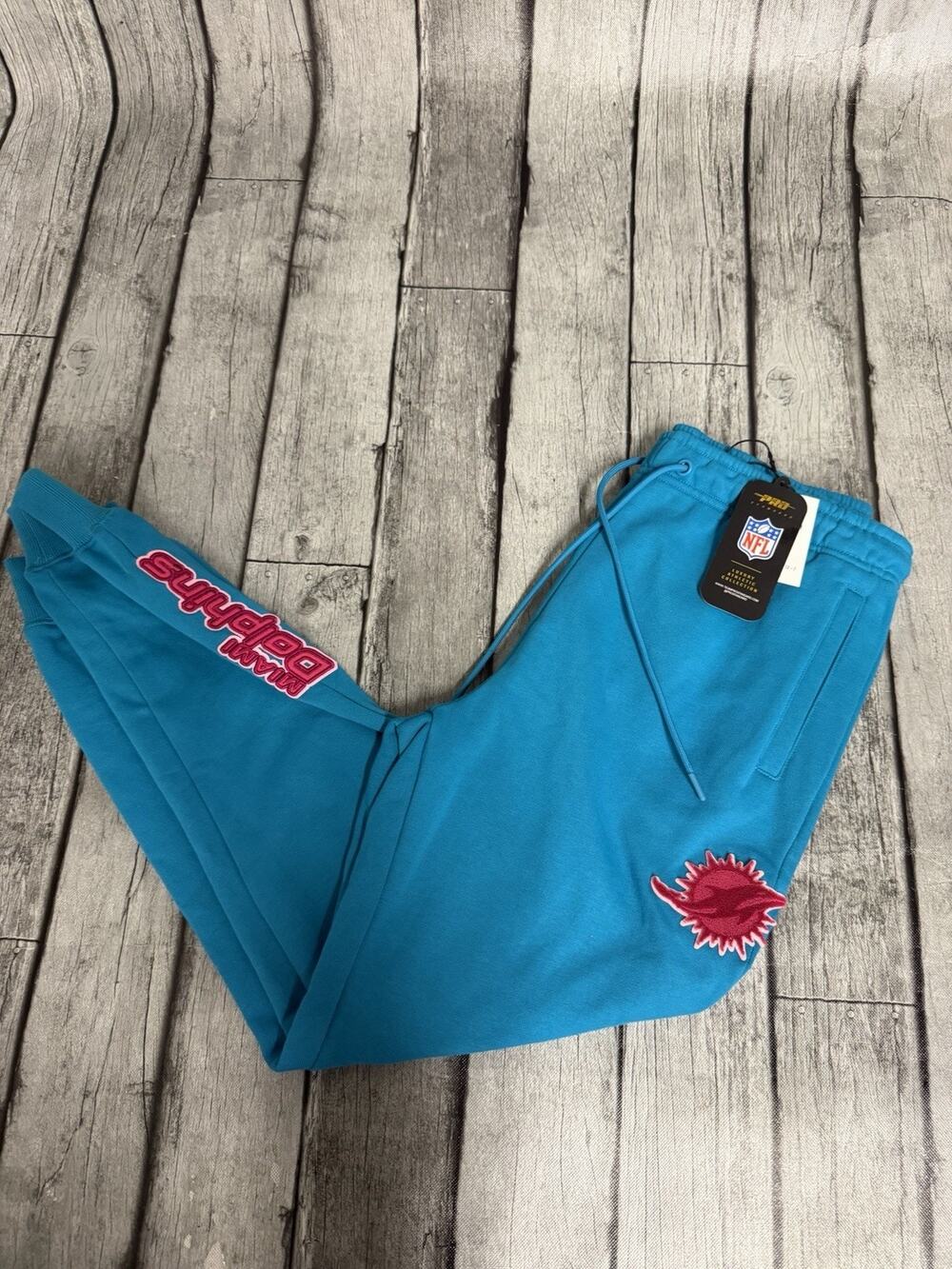 NWT Women’s Pro Standard Miami Dolphins Joggers Pants Medium Teal Pink Patches M
